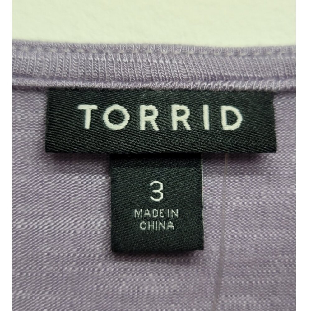 NWT Torrid 3 Super Soft Slub Long Sleeve Drop Shoulder Lace Yoke Top 3X 22 24 - Picture 7 of 10